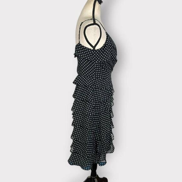 Lauren‎ Ralph Lauren Black Polka Dot Spaghetti Strap Tiered Mini Dress Sz 8 NWT - Picture 6 of 12